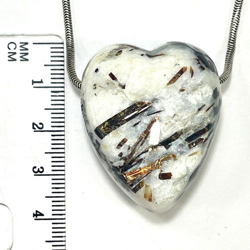 DVH Astrophyllite 2 Natural Face Heart Bead Pendant Russia 37x31x18mm (6626) - DVHdesigns