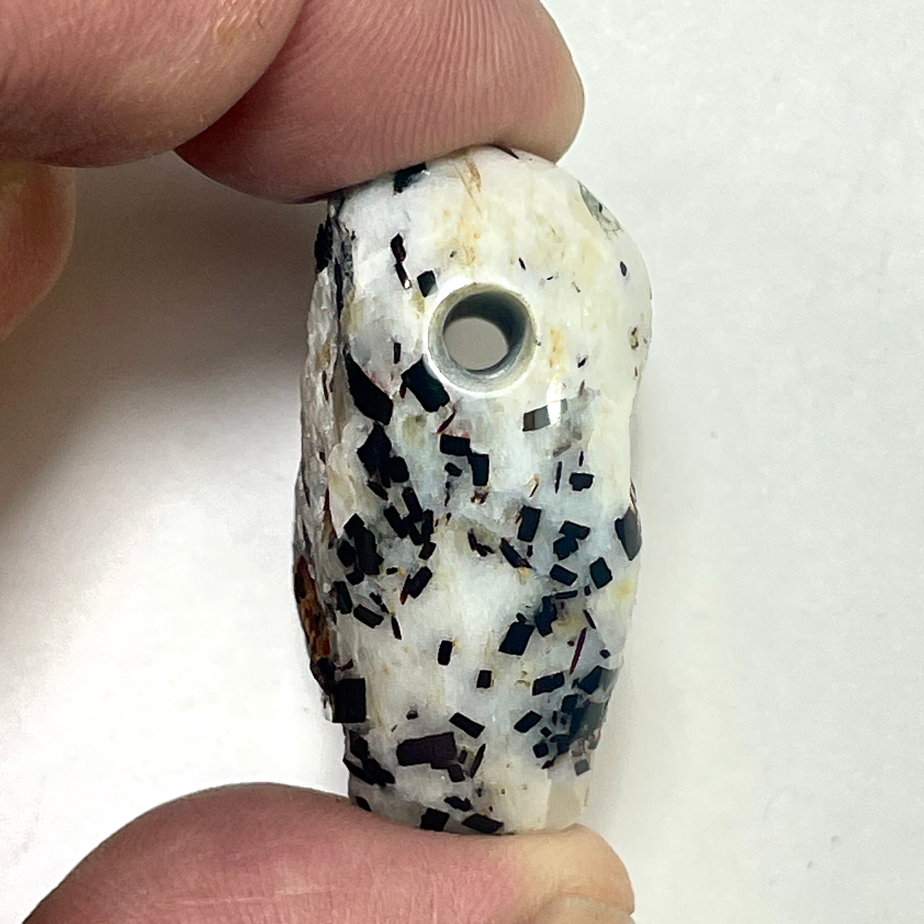 DVH Astrophyllite 2 Natural Face Heart Bead Pendant Russia 37x31x18mm (6626)