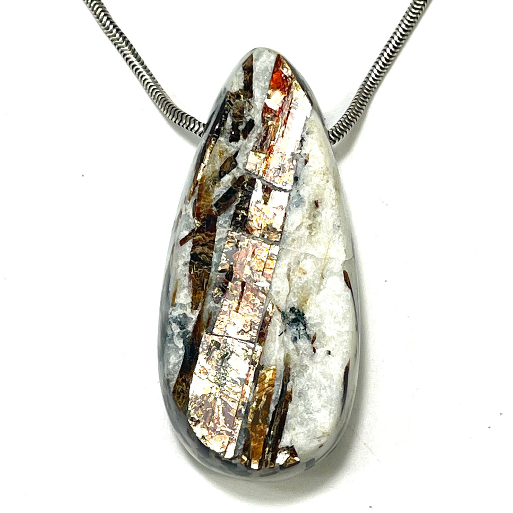 DVH Astrophyllite Fireworks Stone Natural Face Bead Pendant Russia 50x23x12mm (6627)