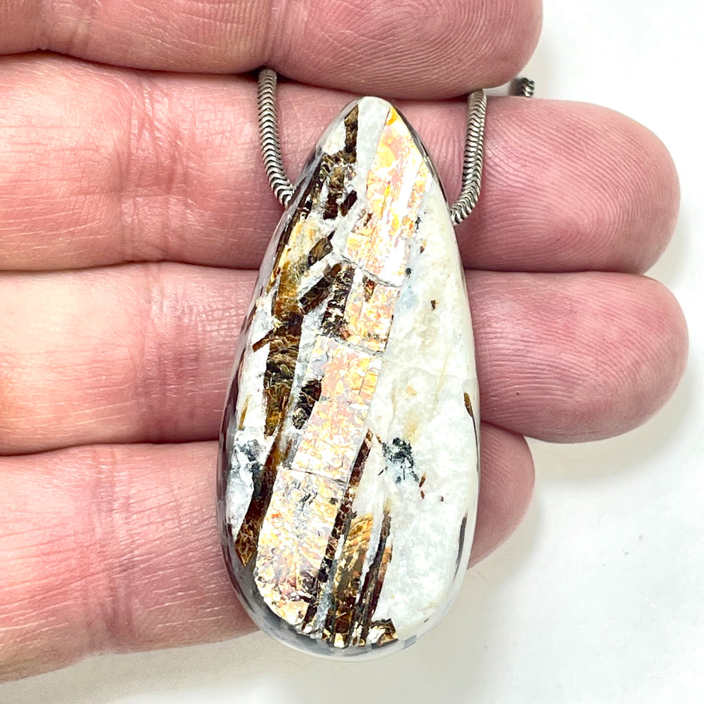 DVH Astrophyllite Fireworks Stone Natural Face Bead Pendant Russia 50x23x12mm (6627)