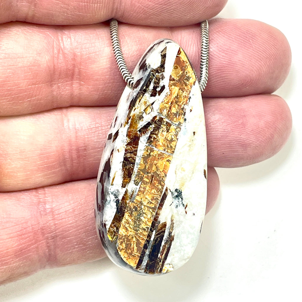 DVH Astrophyllite Fireworks Stone Natural Face Bead Pendant Russia 50x23x12mm (6627)