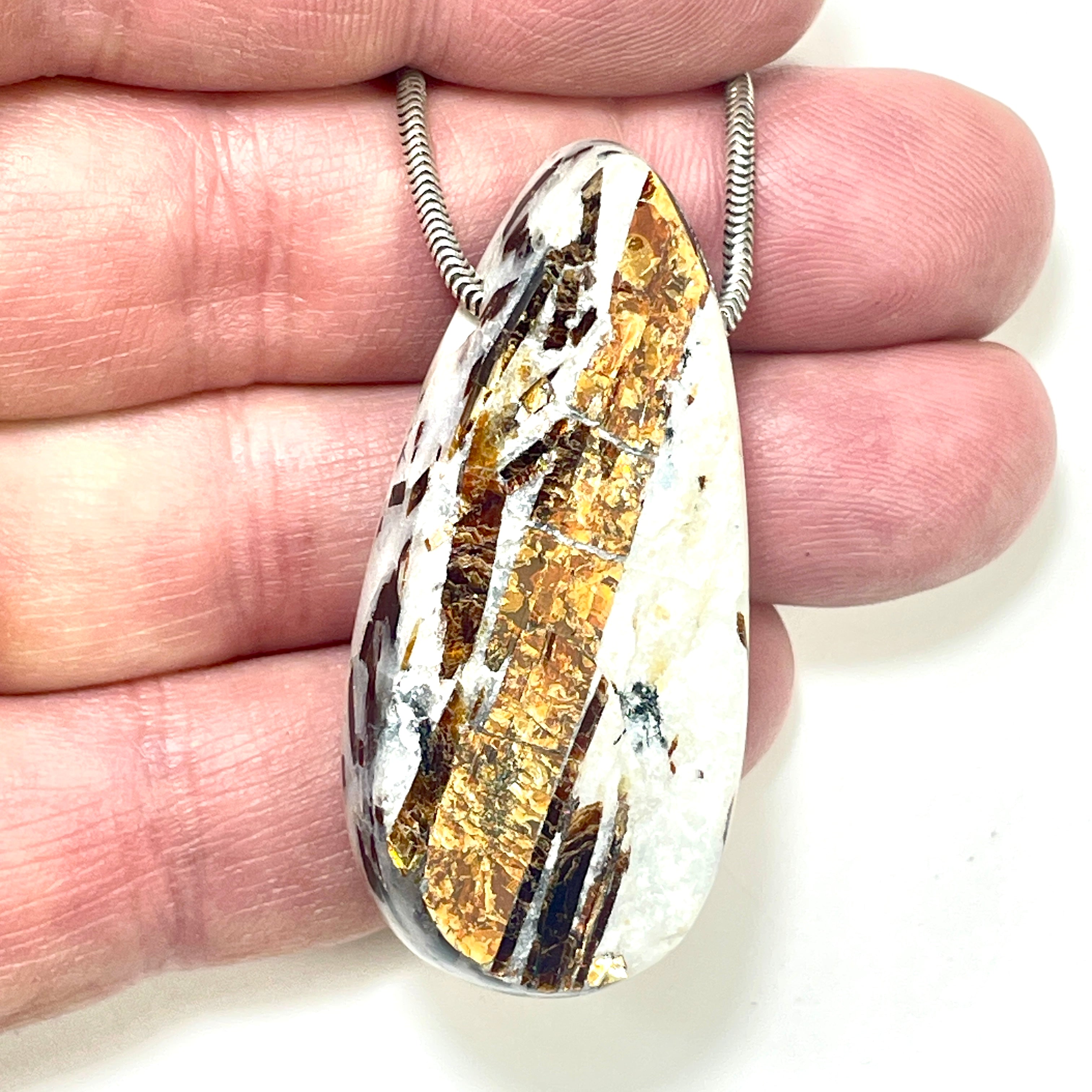 DVH Astrophyllite Fireworks Stone Natural Face Bead Pendant Russia 50x23x12mm (6627)