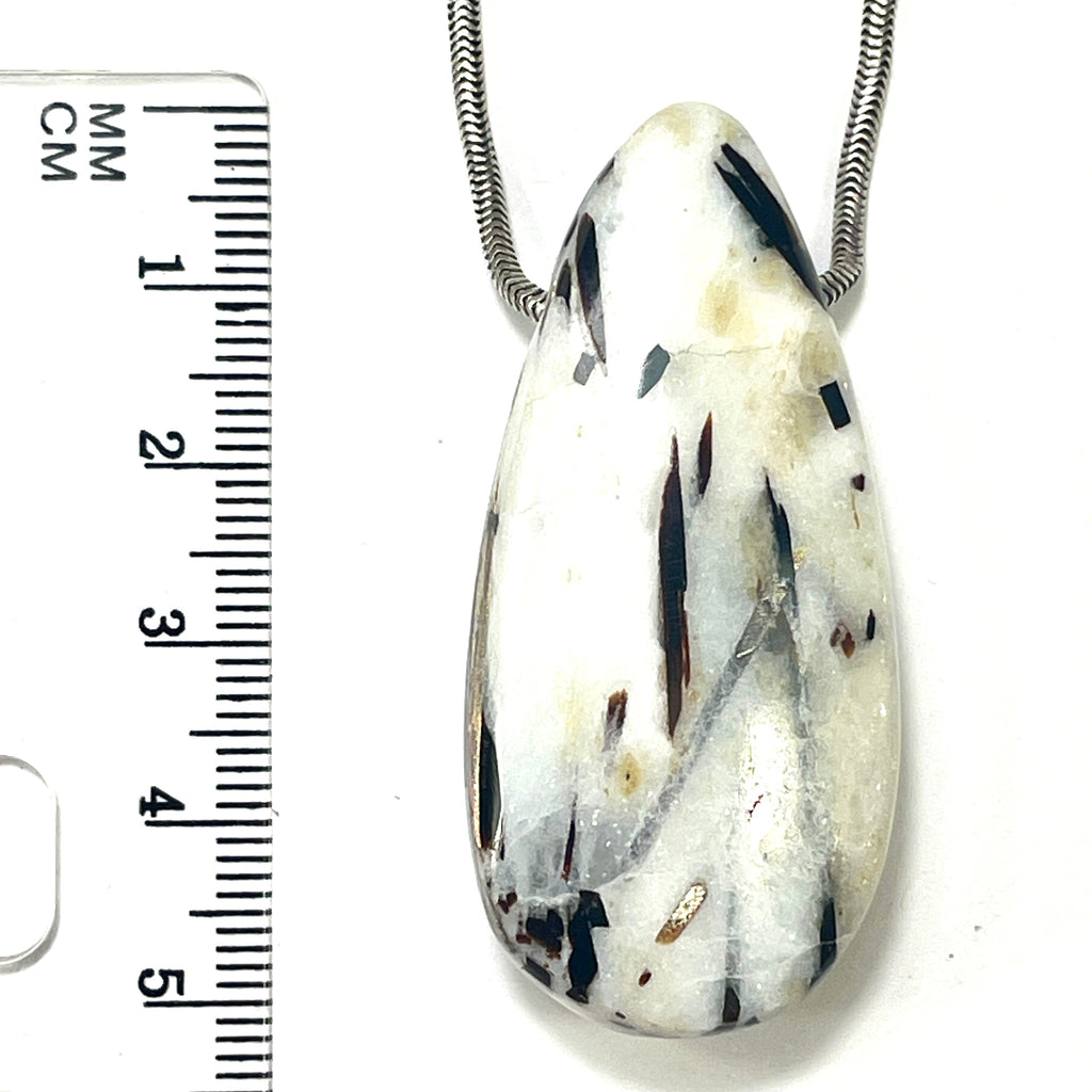 DVH Astrophyllite Fireworks Stone Natural Face Bead Pendant Russia 50x23x12mm (6627)