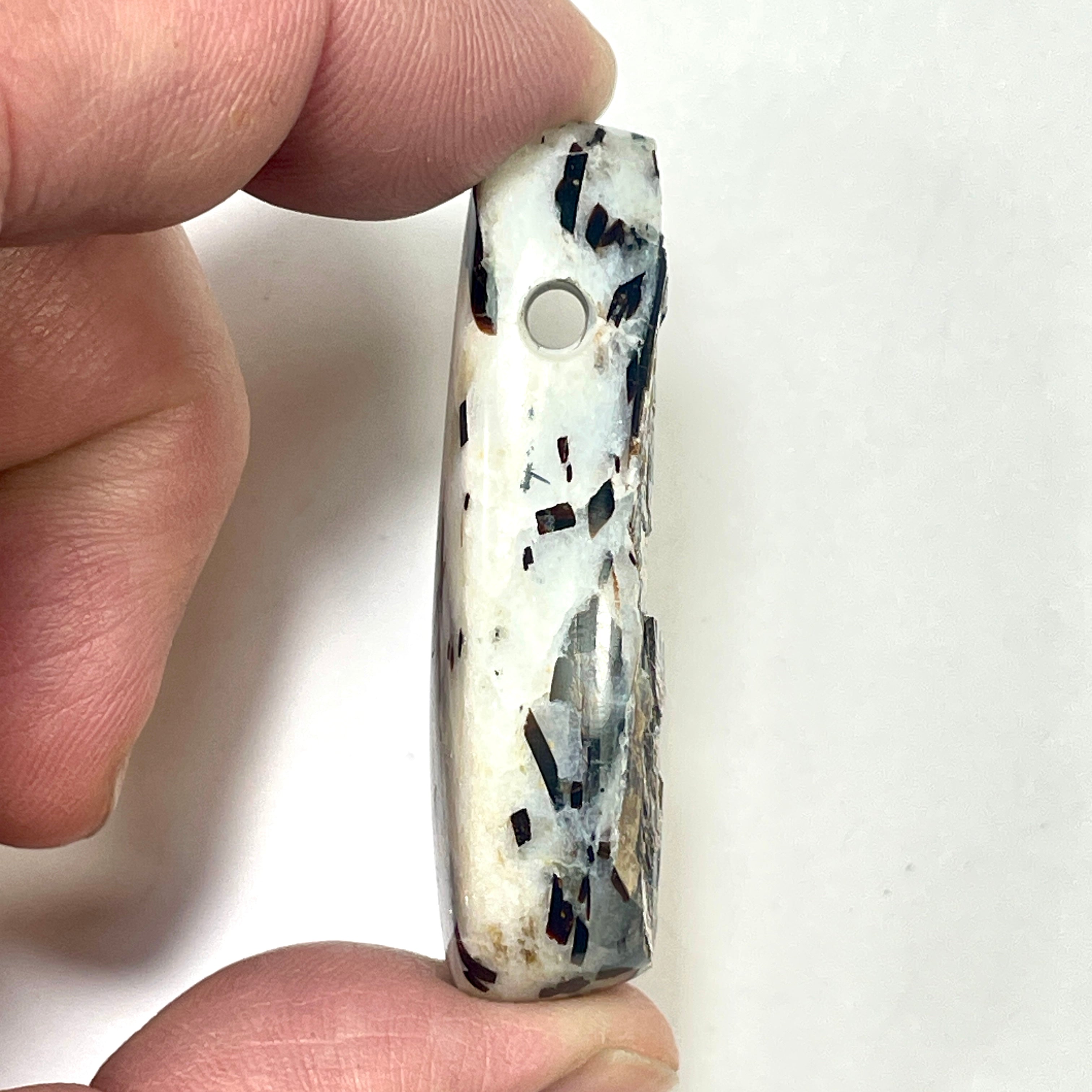 DVH Astrophyllite Fireworks Stone Natural Face Bead Pendant Russia 50x23x12mm (6627)