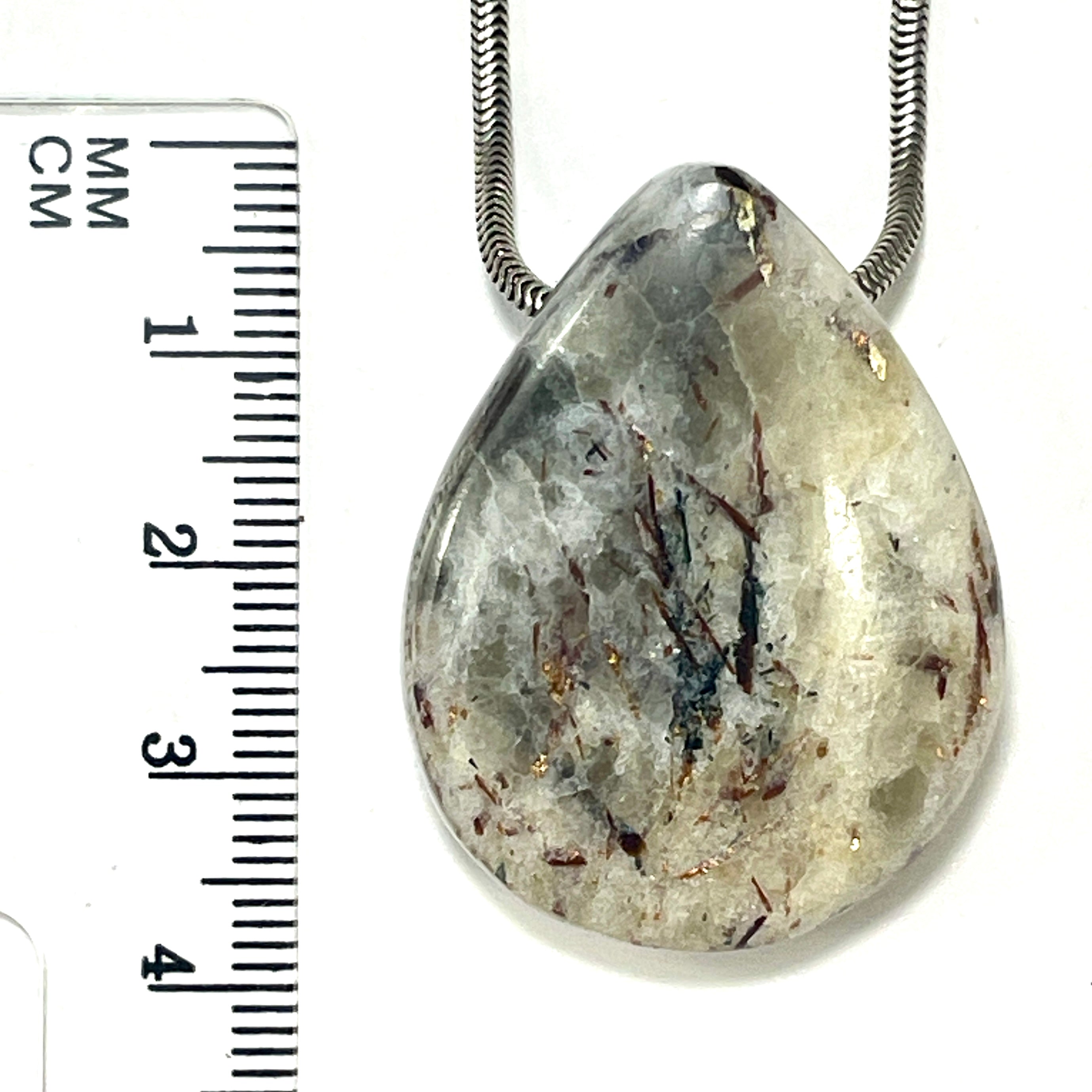 DVH Astrophyllite Fireworks Stone Natural Face Bead Pendant Russia 36x28x14mm (6628) - DVHdesigns