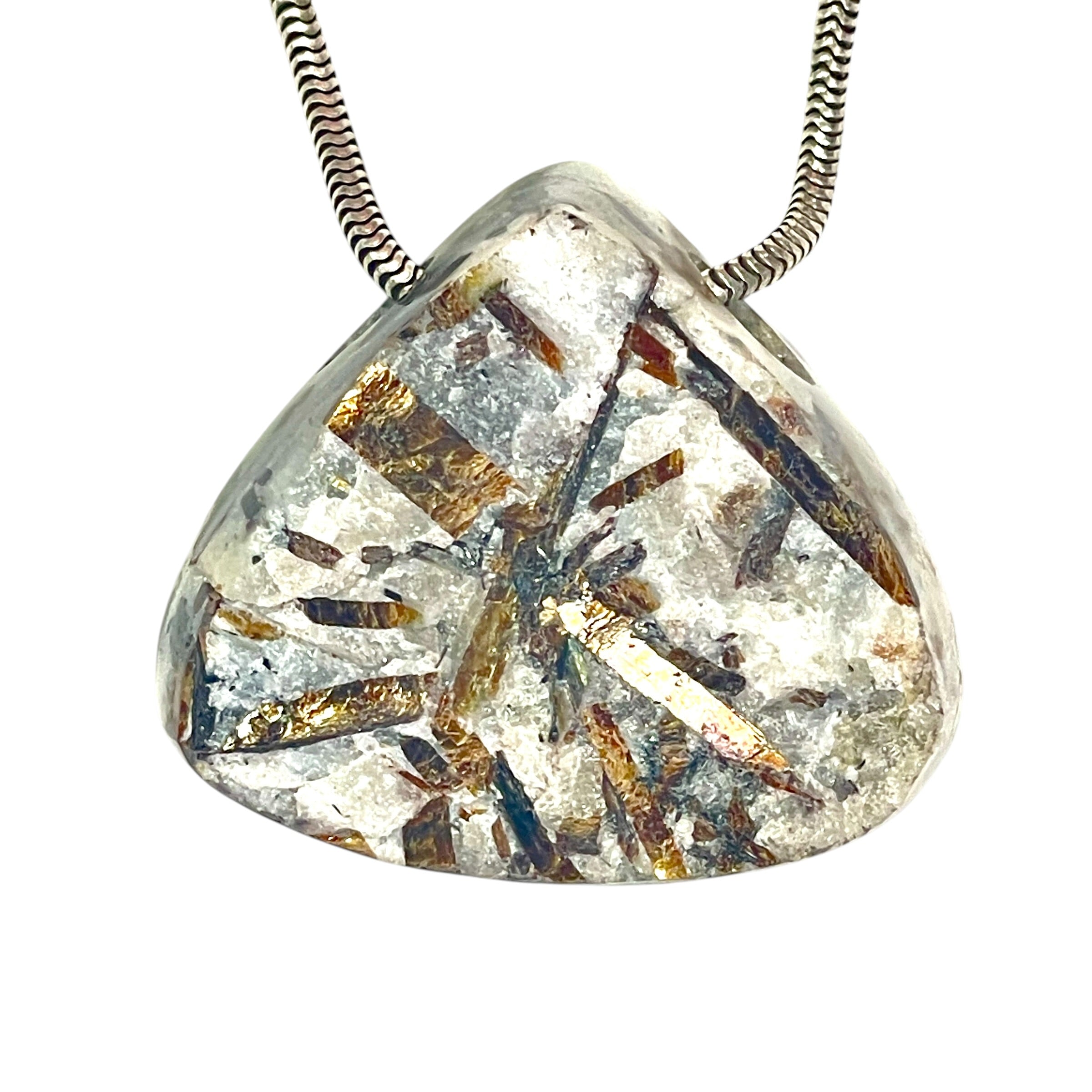DVH Astrophyllite Fireworks Stone Natural Face Bead Pendant Russia 28x31x13mm (6808)
