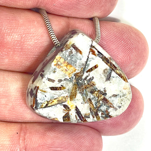 DVH Astrophyllite Fireworks Stone Natural Face Bead Pendant Russia 28x31x13mm (6808) - DVHdesigns