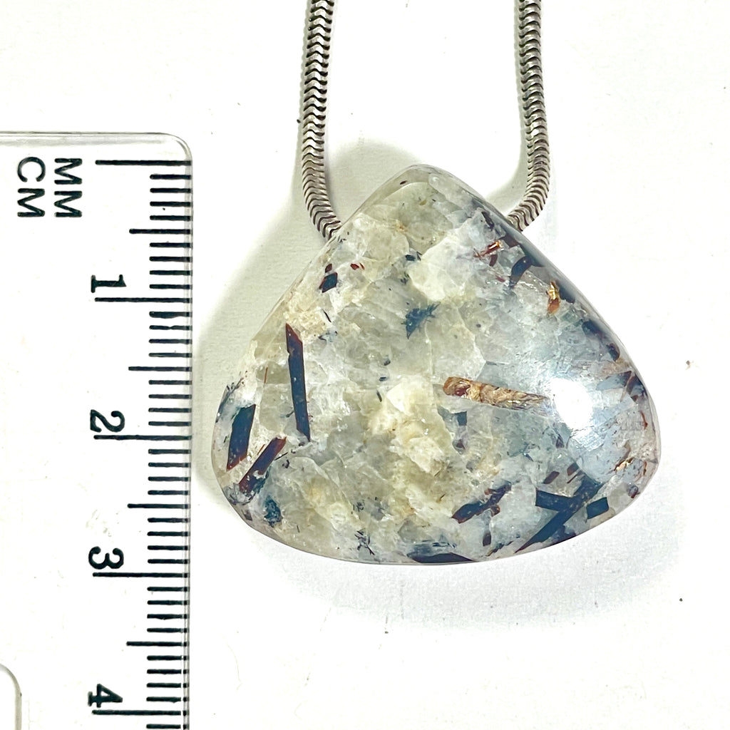DVH Astrophyllite Fireworks Stone Natural Face Bead Pendant Russia 28x31x13mm (6808)