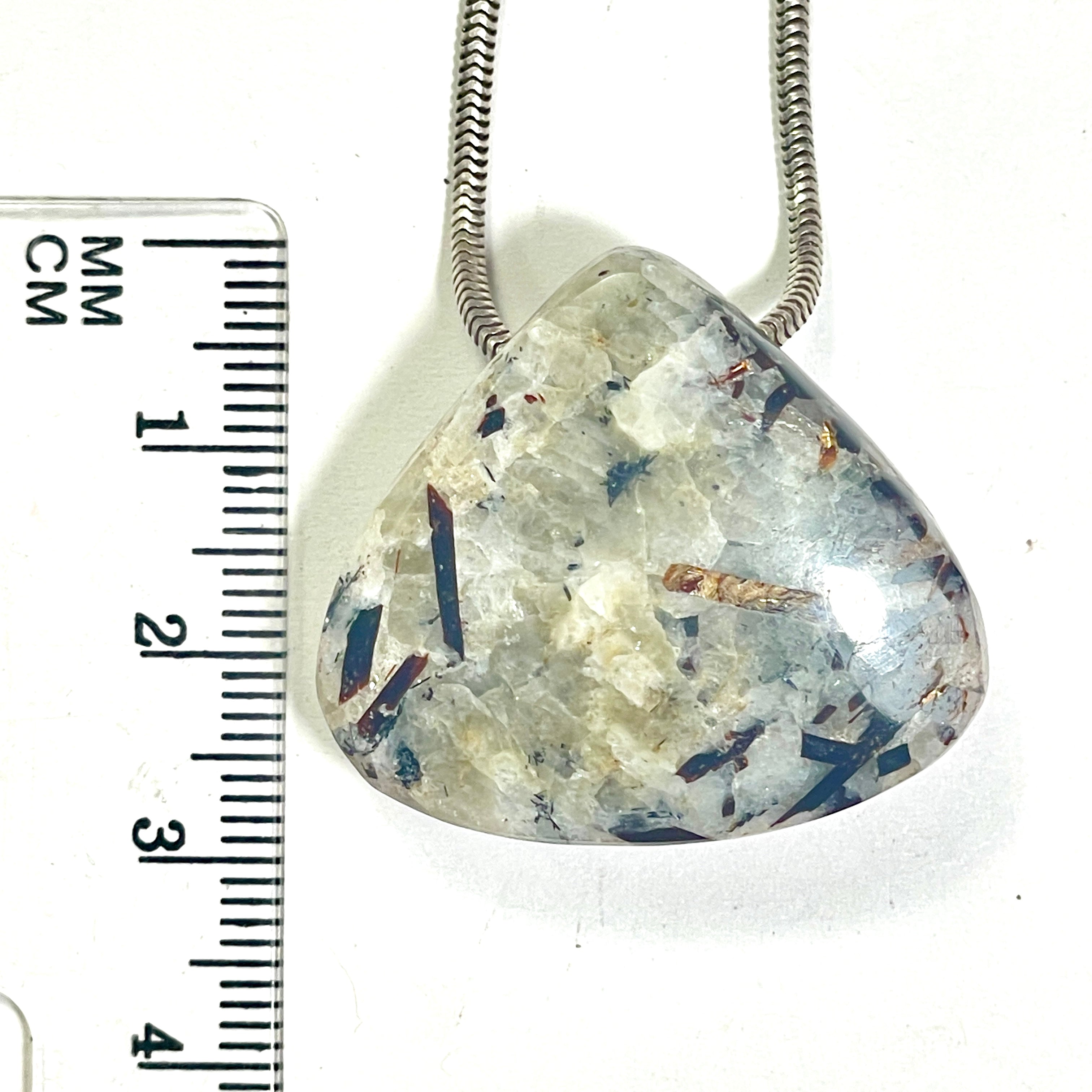 DVH Astrophyllite Fireworks Stone Natural Face Bead Pendant Russia 28x31x13mm (6808)