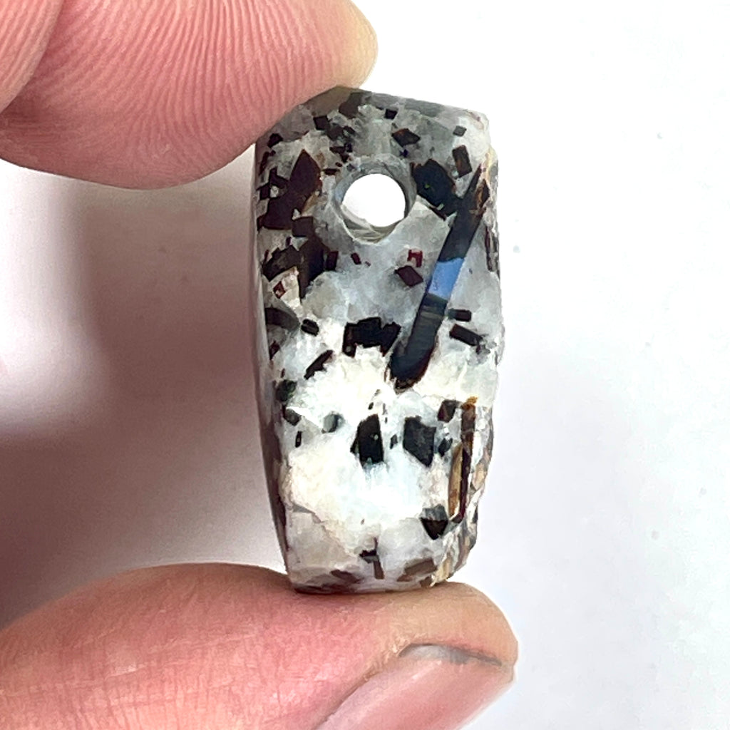 DVH Astrophyllite Fireworks Stone Natural Face Bead Pendant Russia 28x31x13mm (6808)
