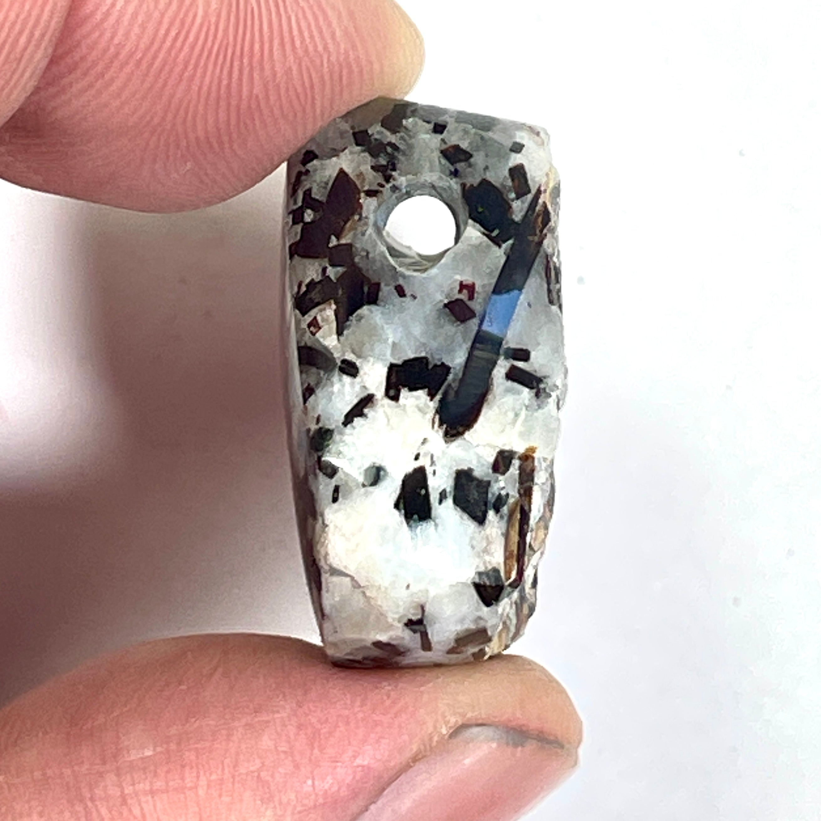 DVH Astrophyllite Fireworks Stone Natural Face Bead Pendant Russia 28x31x13mm (6808)