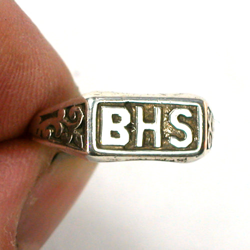 BHS Barberton High School Antique Class Ring Sterling Silver Size 5 (5800) - DVHdesigns
