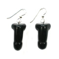 DVH Black Onyx Penis Sterling Earrings Metaphysical Phallus Crystal Fascinus - DVHdesigns