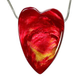 DVH Red Bowlerite Heart Bead Recycled Bowling Ball Pendant 50x35x11mm (6214)