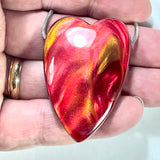DVH Red Bowlerite Heart Bead Recycled Bowling Ball Pendant 50x35x11mm (6214)