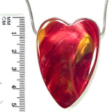 DVH Red Bowlerite Heart Bead Recycled Bowling Ball Pendant 50x35x11mm (6214)