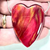 DVH Red Bowlerite Heart Bead Recycled Bowling Ball Pendant 50x38x12mm (6213)