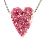 DVH Cobalto Calcite Heart Bead Pendant Pink Druzy Congo 37x28x12mm (6056)