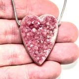 DVH Cobalto Calcite Heart Bead Pendant Pink Druzy Congo 37x28x12mm (6056)