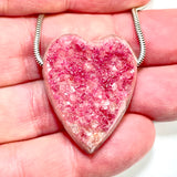 DVH Cobalto Calcite Heart Bead Pendant Pink Druzy Congo 33x26x11mm (6057)