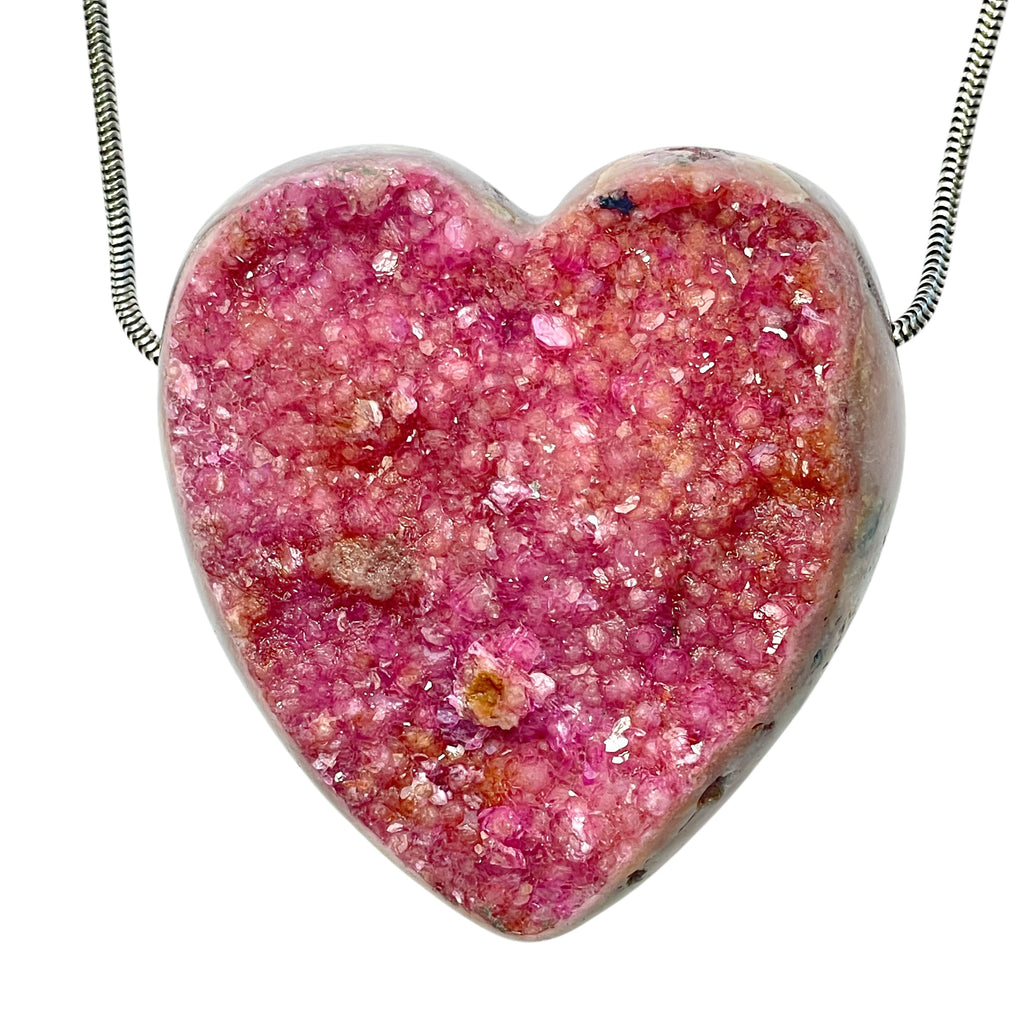 DVH Cobalto Calcite Heart Bead Pendant Pink Druzy Congo 52x48x15mm (6324) - DVHdesigns