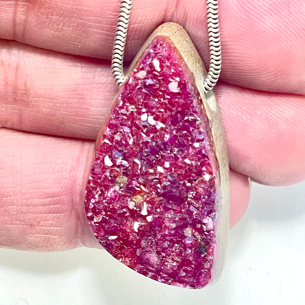 DVH Cobalto Calcite Freeform Bead Pendant Pink Druzy Congo 38x21x13mm (6327) - DVHdesigns