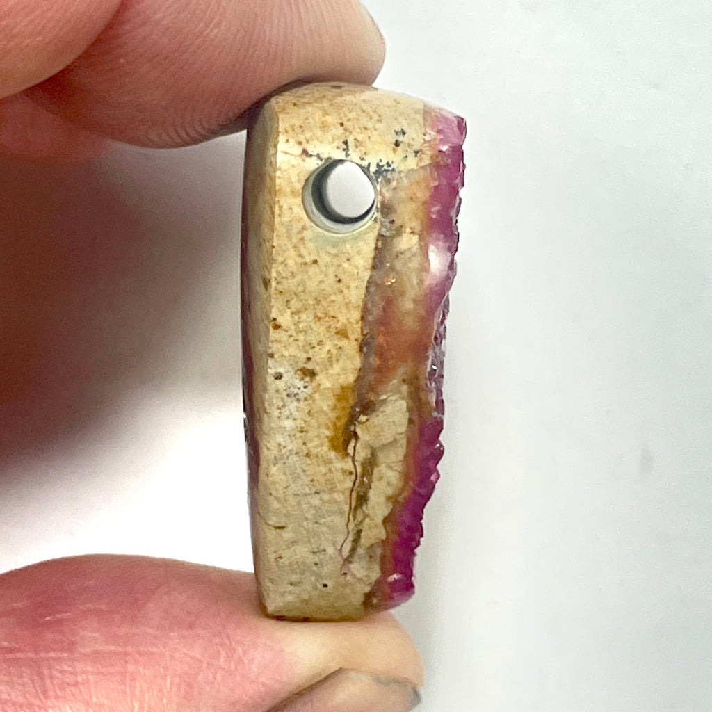 DVH Cobalto Calcite Heart Bead Pendant Pink Druzy Congo 33x25x13mm (6405) - DVHdesigns