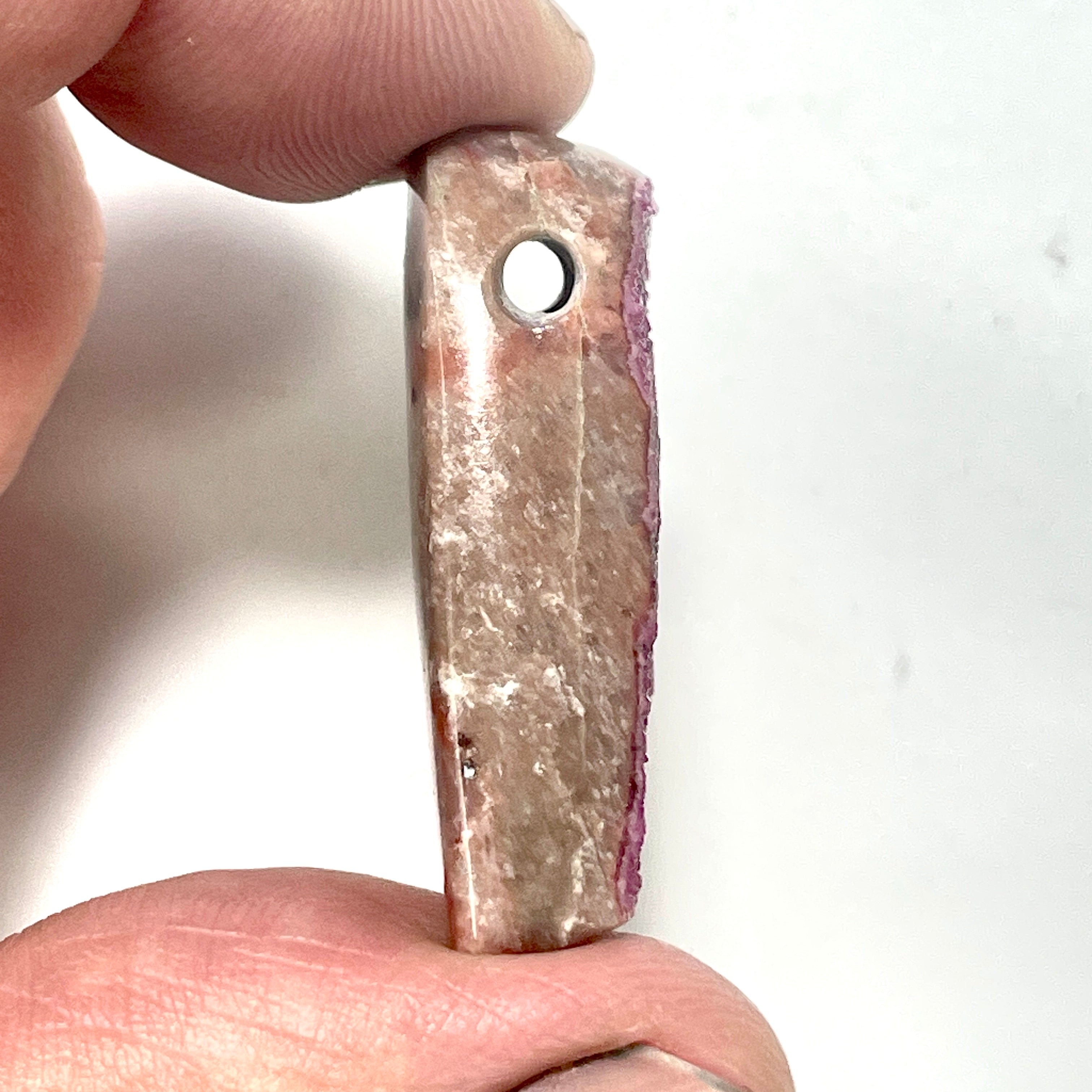 DVH Cobalto Calcite Heart Bead Pendant Pink Druzy Congo  38x26x11mm (6406) - DVHdesigns