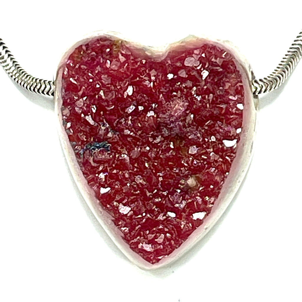 DVH Cobalto Calcite Heart Bead Pendant Pink Druzy Congo 28x23x13mm (6461) - DVHdesigns