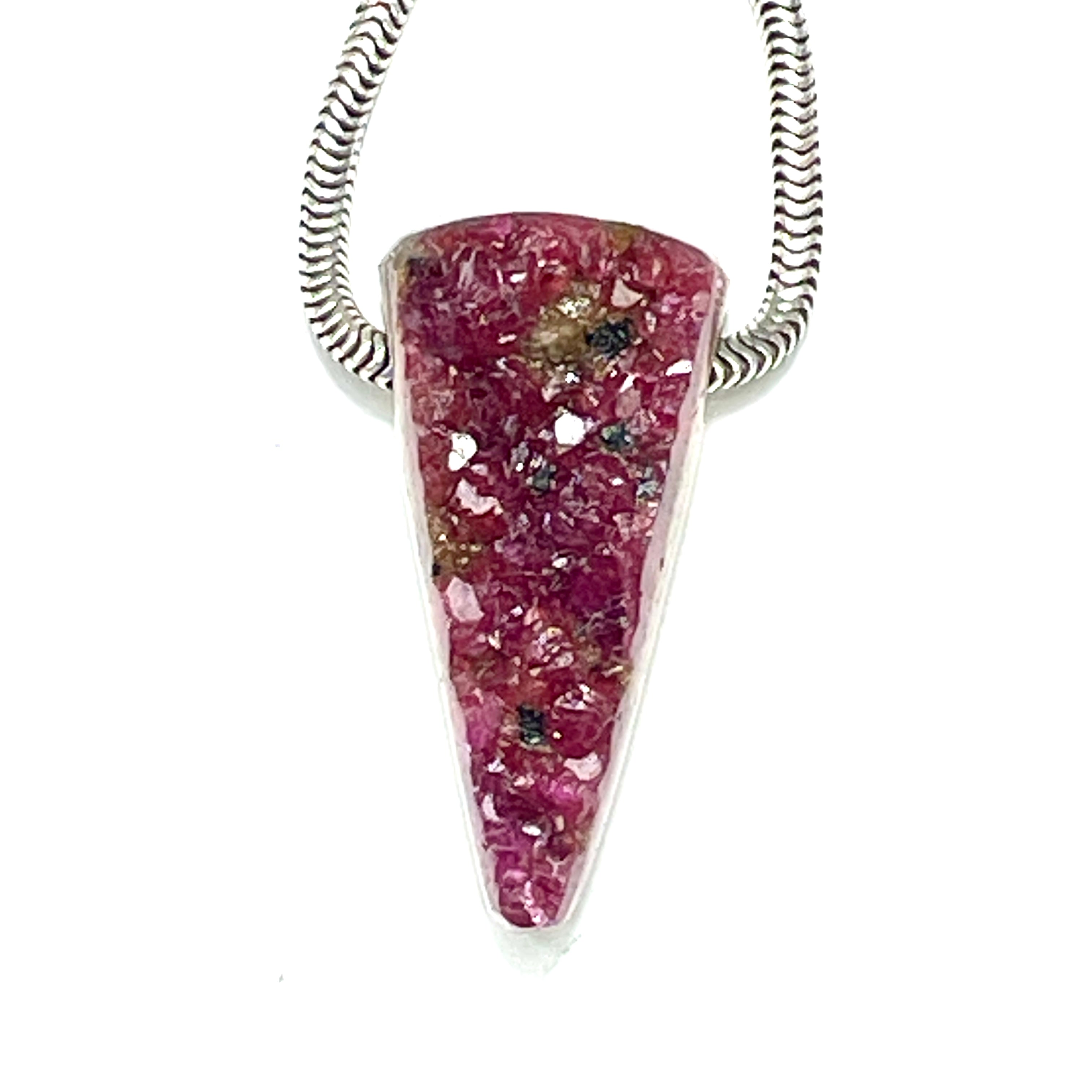 DVH Cobalto Calcite Bead Pendant Pink Druzy Congo 25x12x10mm (6460)