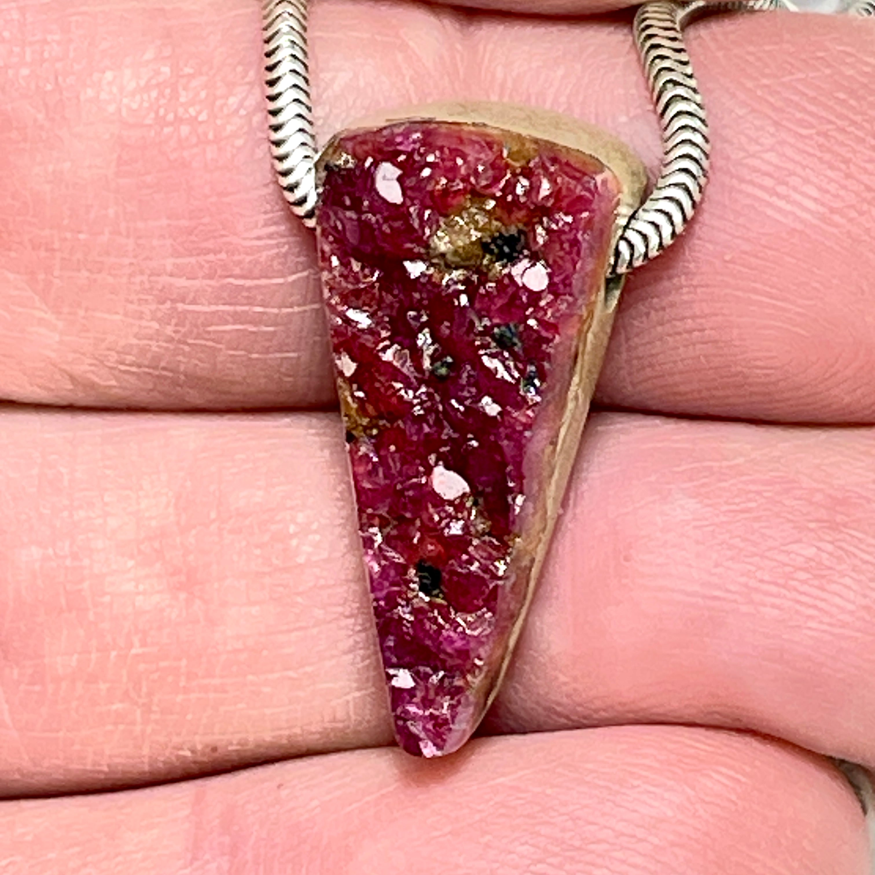 DVH Cobalto Calcite Bead Pendant Pink Druzy Congo 25x12x10mm (6460)
