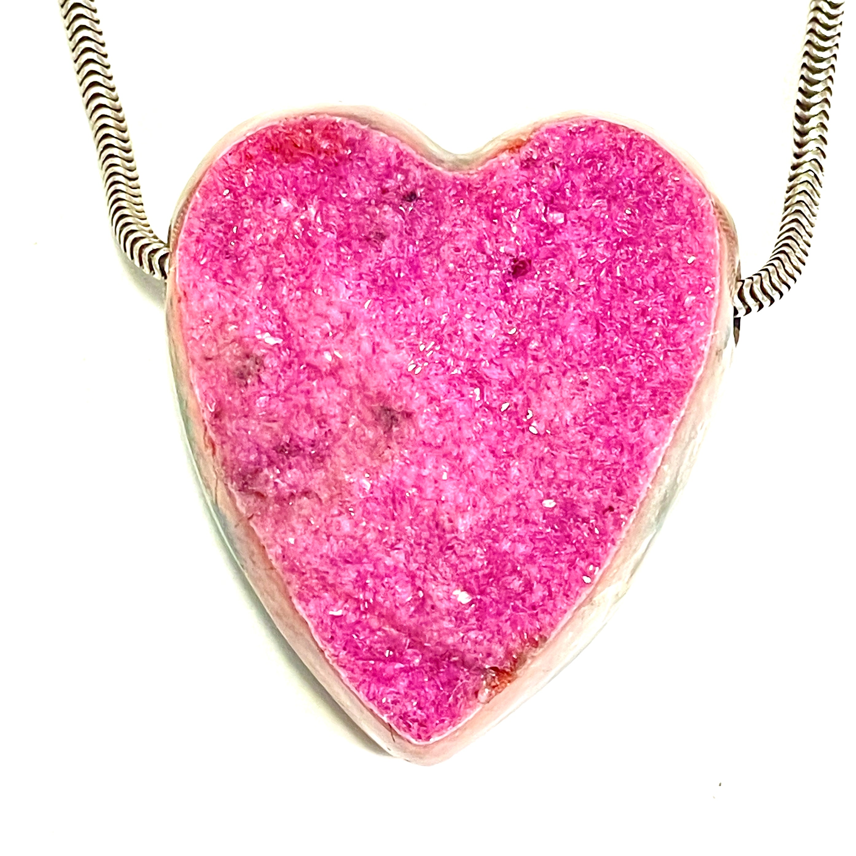 DVH Cobalto Calcite Heart Bead Pendant Pink Druzy Congo 32x27x12mm (6723) - DVHdesigns
