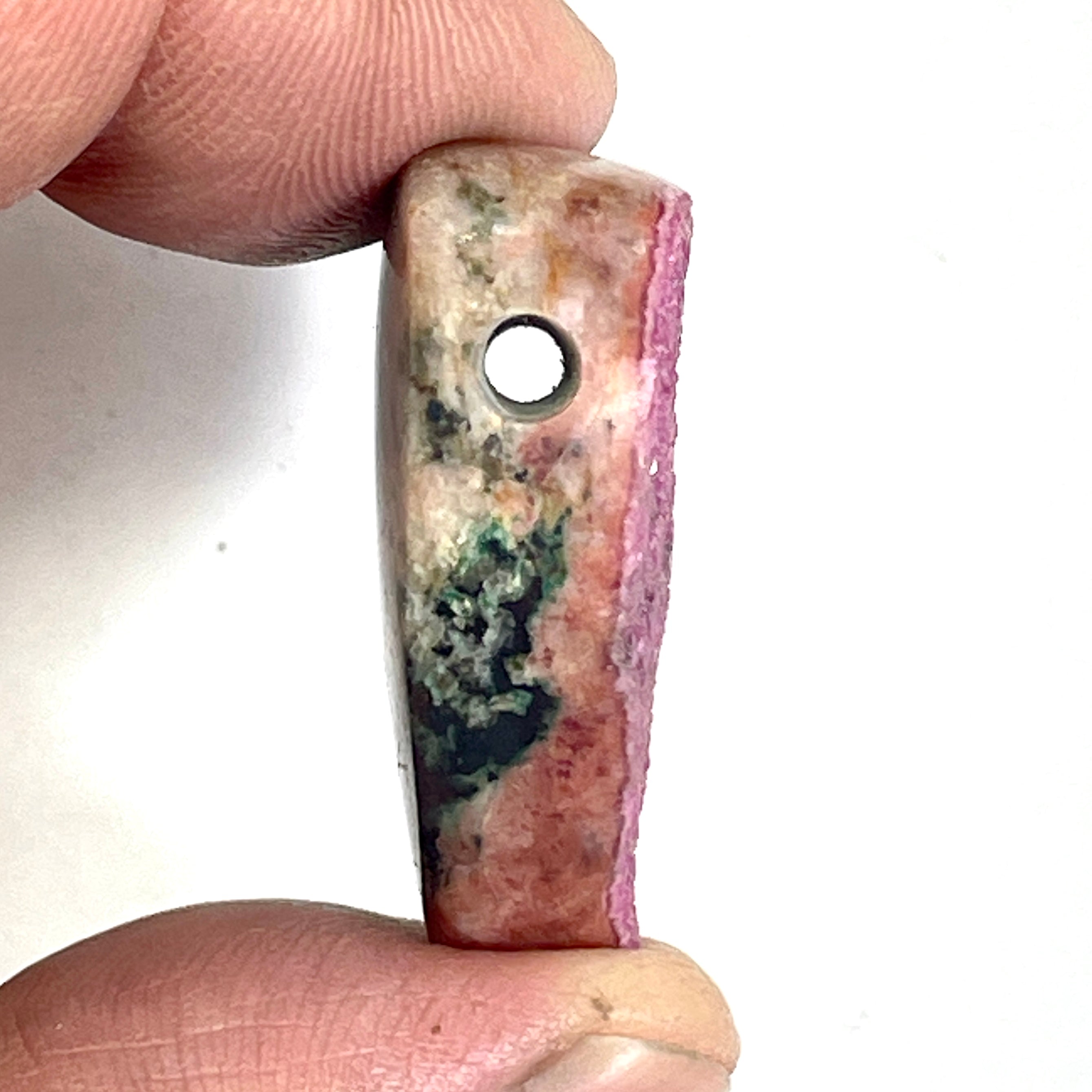 DVH Cobalto Calcite Heart Bead Pendant Pink Druzy Congo 32x27x12mm (6723) - DVHdesigns
