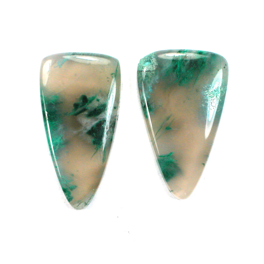 DVH Gem Silica Chrysocolla Quartz Matched Pair Cabochon 28x15x4mm (5767)