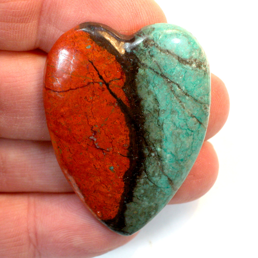 DVH Sonora Sunrise Heart Cabochon Chrysocolla Cuprite 48x34x6mm (5799)