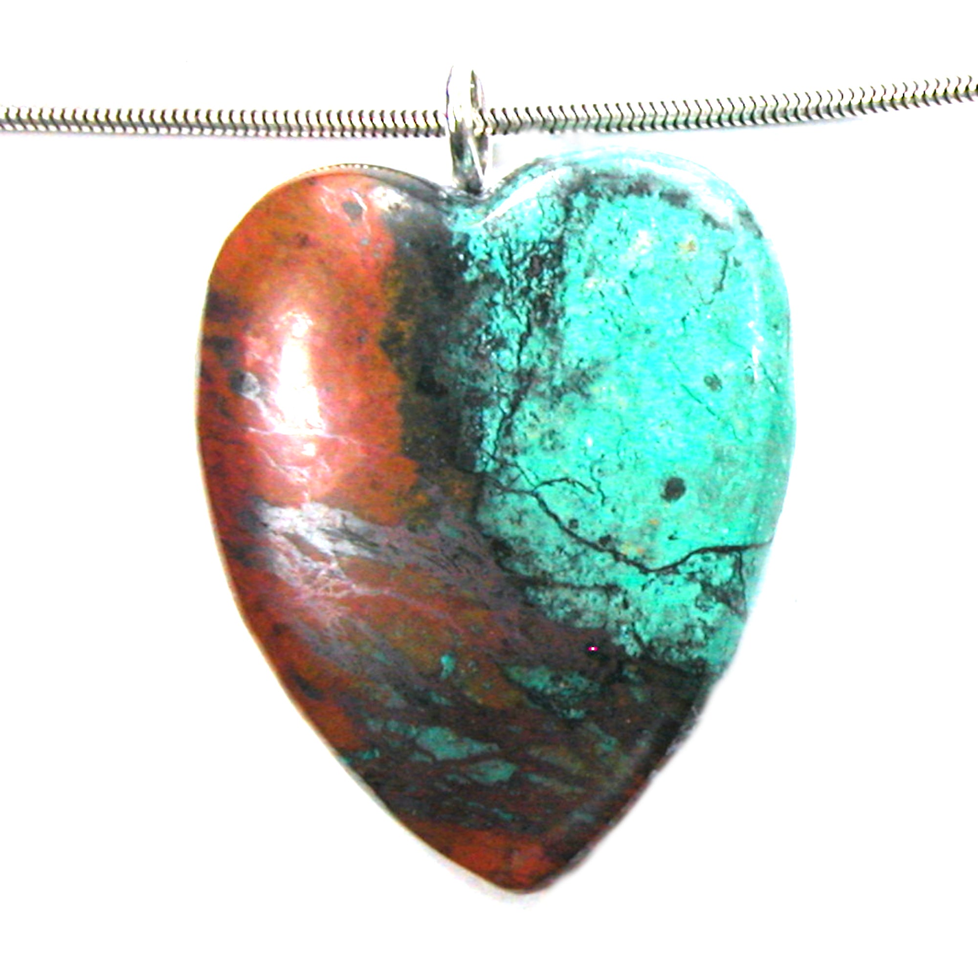 DVH Sonora Sunrise Heart Pendant Chrysocolla Cuprite 40x34x9mm (5804) - DVHdesigns