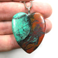 DVH Sonora Sunrise Heart Pendant Chrysocolla Cuprite 40x34x9mm (5804) - DVHdesigns