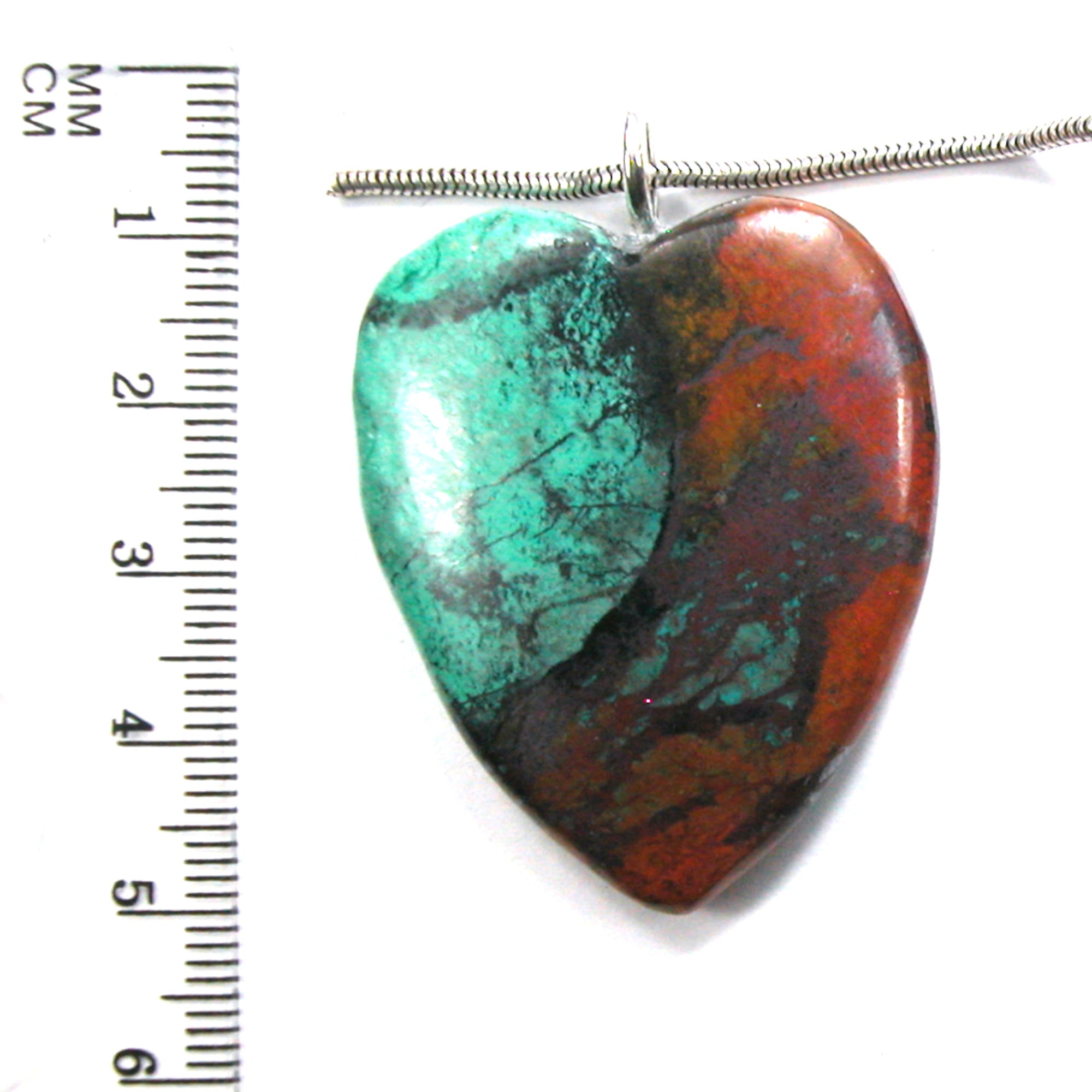 DVH Sonora Sunrise Heart Pendant Chrysocolla Cuprite 40x34x9mm (5804) - DVHdesigns