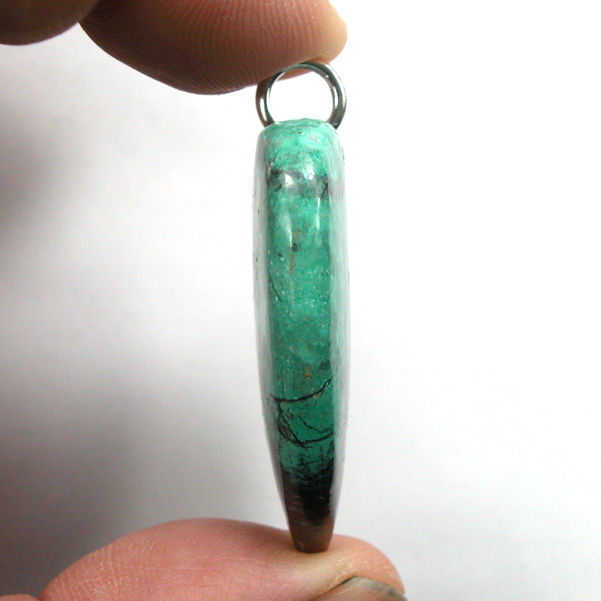 DVH Sonora Sunrise Heart Pendant Chrysocolla Cuprite 40x34x9mm (5804) - DVHdesigns
