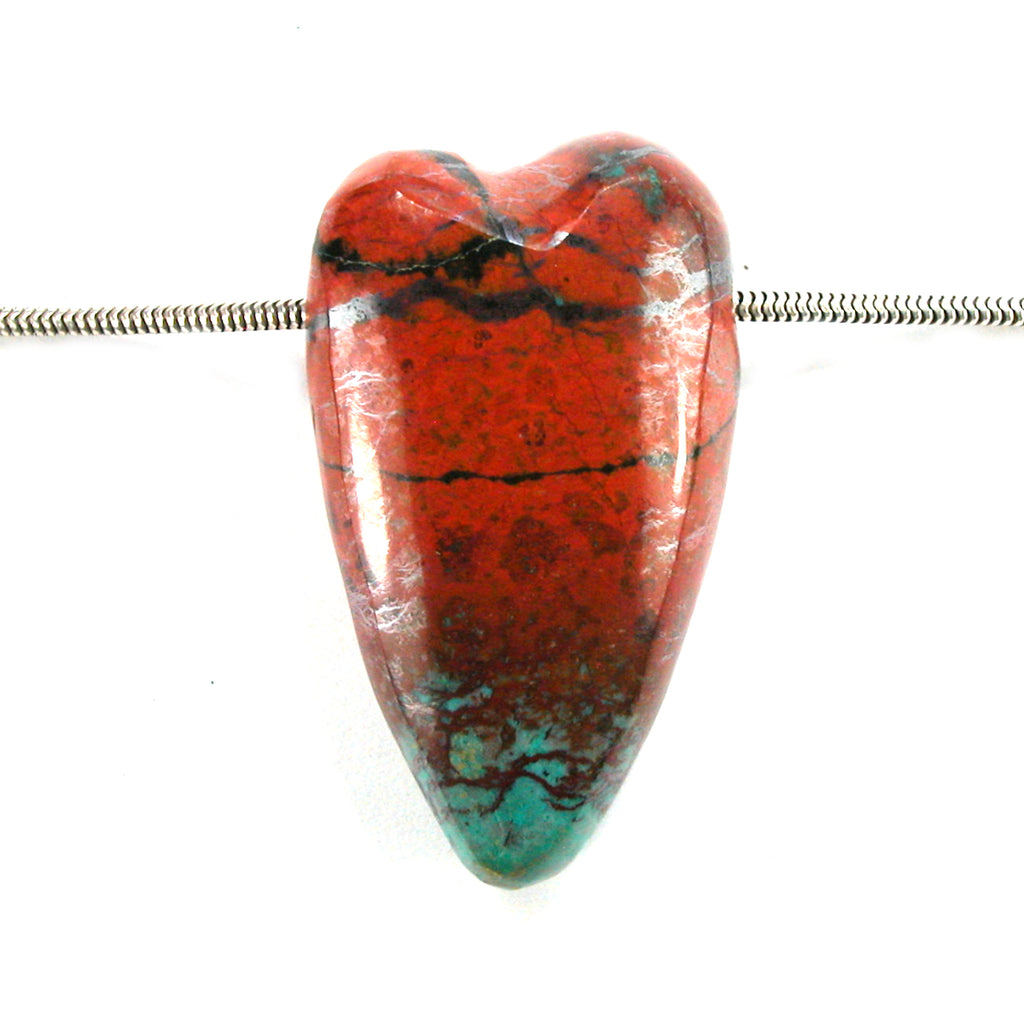 DVH Sonora Sunrise Heart Bead Pendant Chrysocolla Cuprite 41x22x14mm (5810)