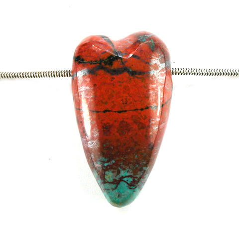 DVH Sonora Sunrise Heart Bead Pendant Chrysocolla Cuprite 41x22x14mm (5810)