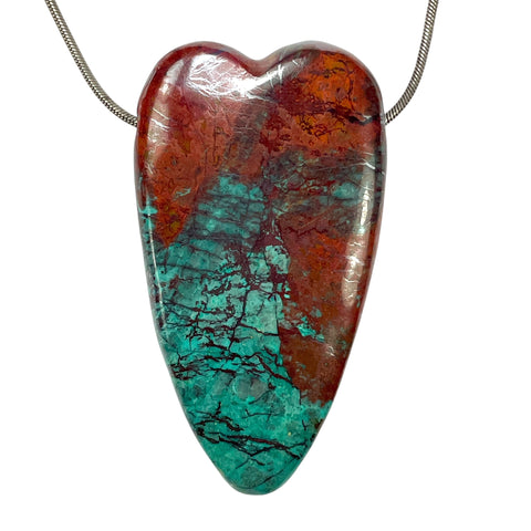 DVH Sonora Sunrise Healed Broken Heart Bead Chrysocolla Cuprite 68x38x13mm 65g (5934)