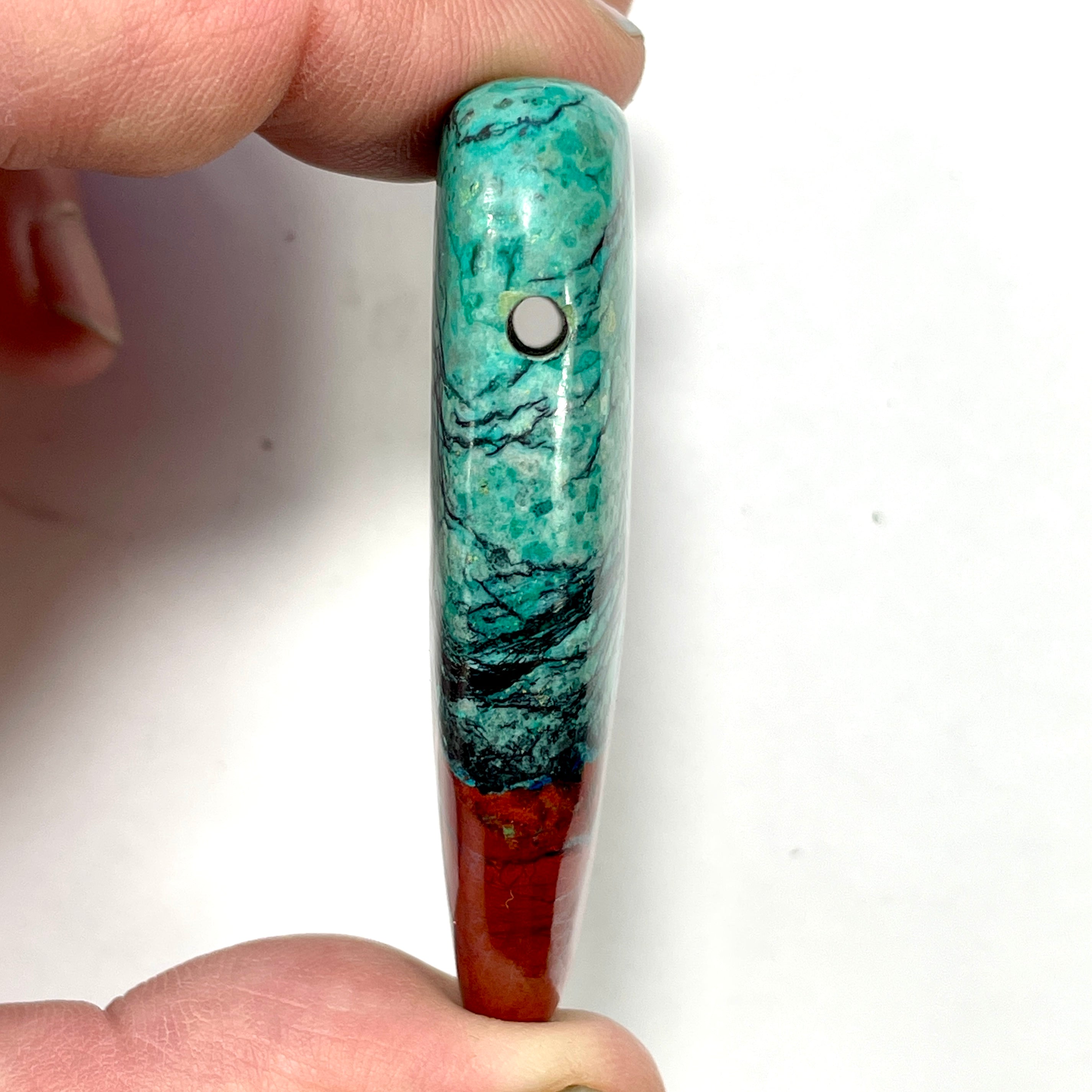 DVH Sonora Sunrise Healed Broken Heart Bead Chrysocolla Cuprite 58x36x12mm 52g (5935) - DVHdesigns