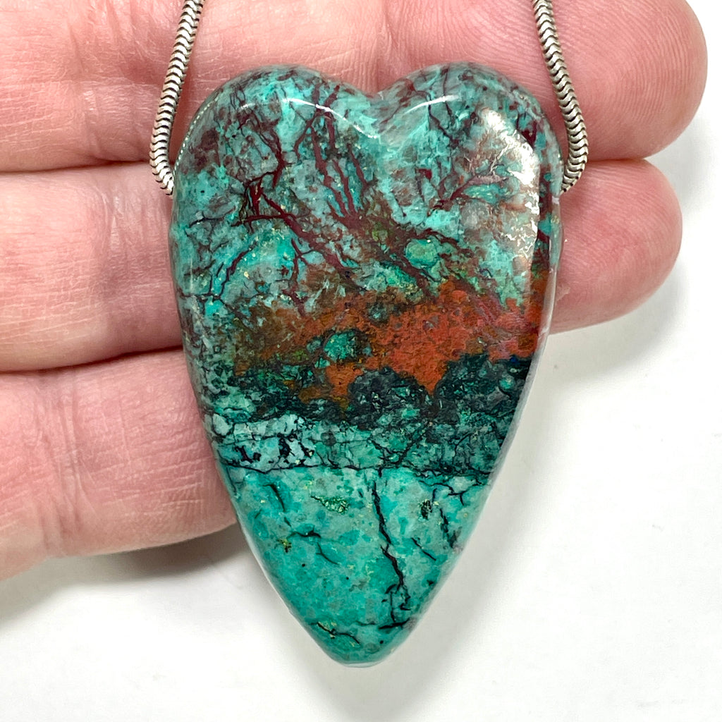 DVH Sonora Sunrise Healed Broken Heart Bead Chrysocolla Cuprite 53x34x13mm 40g (5936) - DVHdesigns