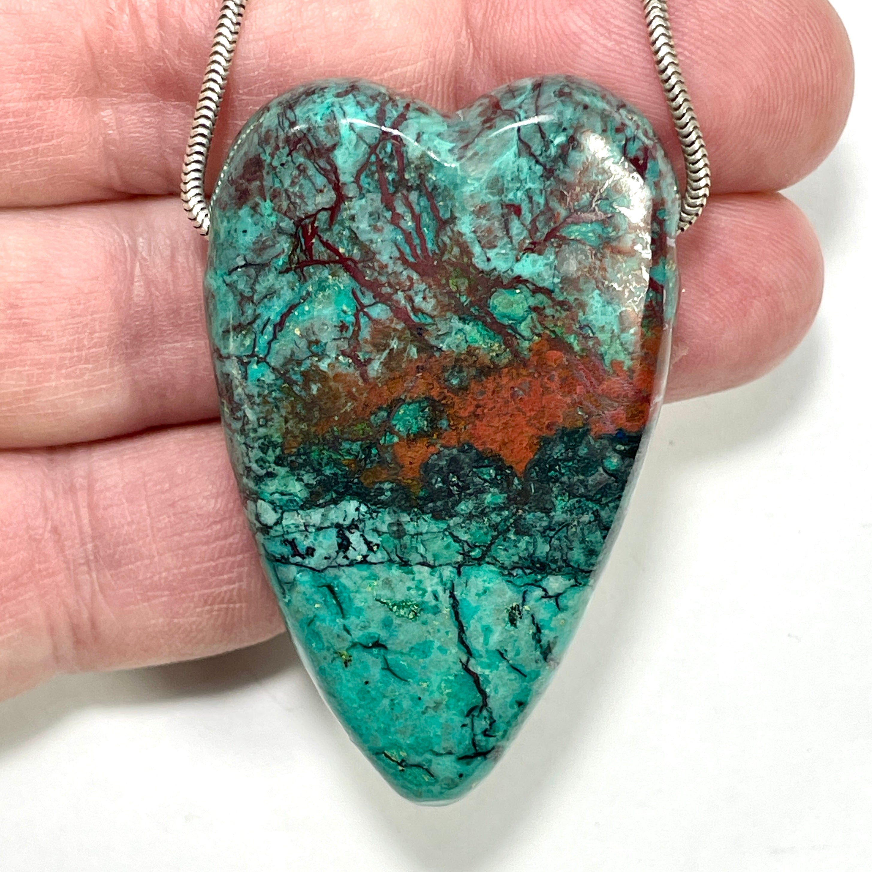 DVH Sonora Sunrise Healed Broken Heart Bead Chrysocolla Cuprite 53x34x13mm 40g (5936) - DVHdesigns