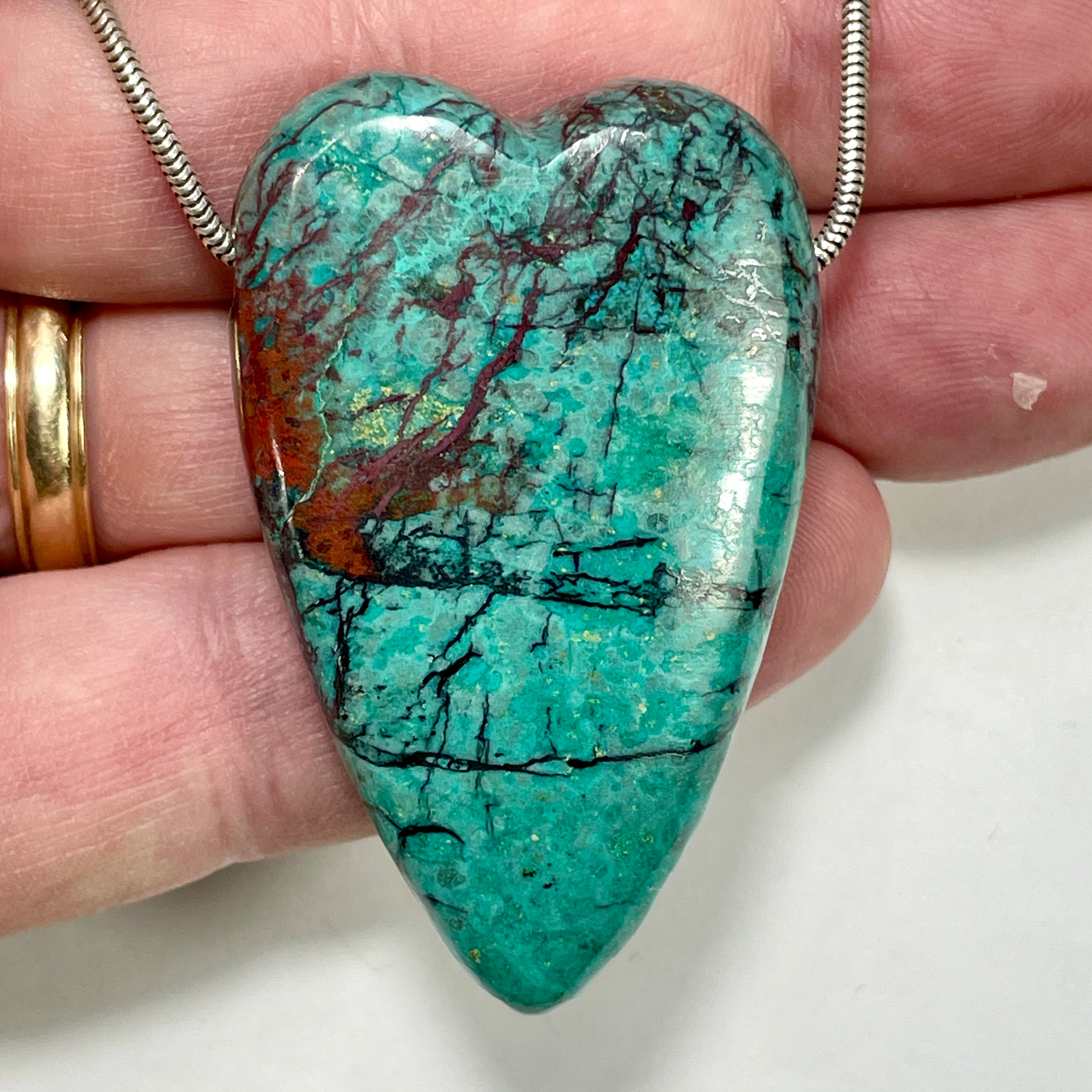 DVH Sonora Sunrise Healed Broken Heart Bead Chrysocolla Cuprite 53x34x13mm 40g (5936) - DVHdesigns