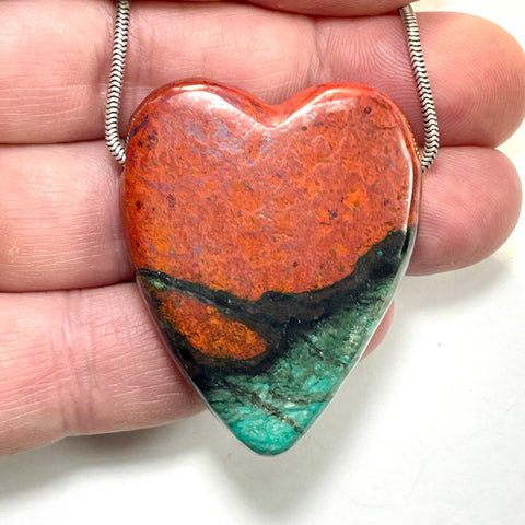 DVH Sonora Sunrise Healed Broken Heart Bead Chrysocolla Cuprite 45x36x10mm 32g (5937)