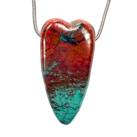DVH Sonora Sunrise Healed Broken Heart Bead Chrysocolla Cuprite 50x25x13mm 32g (5938)