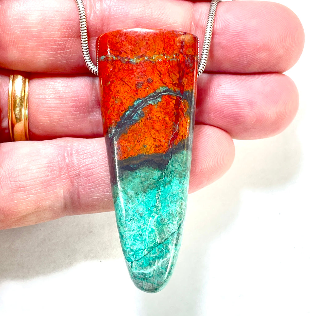 DVH Sonora Sunrise Shield Bead Chrysocolla Cuprite  60x24x14mm (6008)