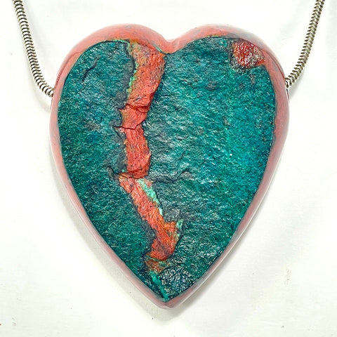 DVH/PC Sonora Sunrise Healed Broken Heart Bead Chrysocolla Cuprite 50x41x16mm 55g (6382) - DVHdesigns